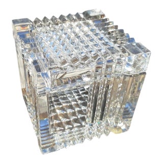 Vintage Crystal Trinket Box Faceted Cube Decorative Vanity Box For Sale