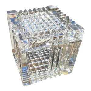 Vintage Crystal Trinket Box Faceted Cube Decorative Vanity Box