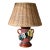 Vintage Barbotine Table Lamp With Wicker Shade For Sale
