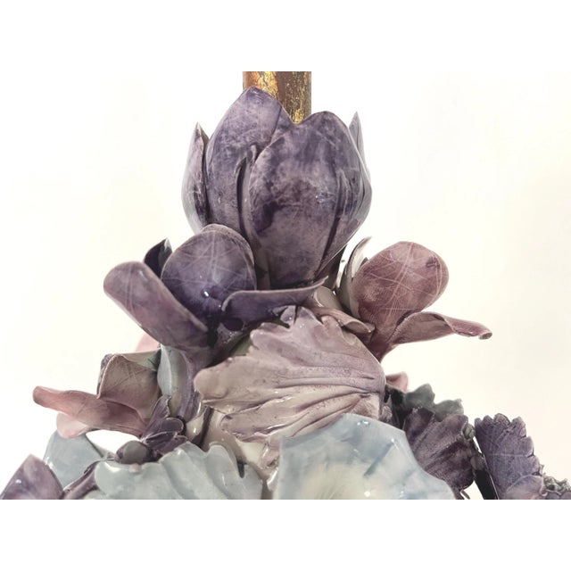 Mid 20th Century Italian Capodimonte Bouquet Lamp & Shade For Sale - Image 11 of 18