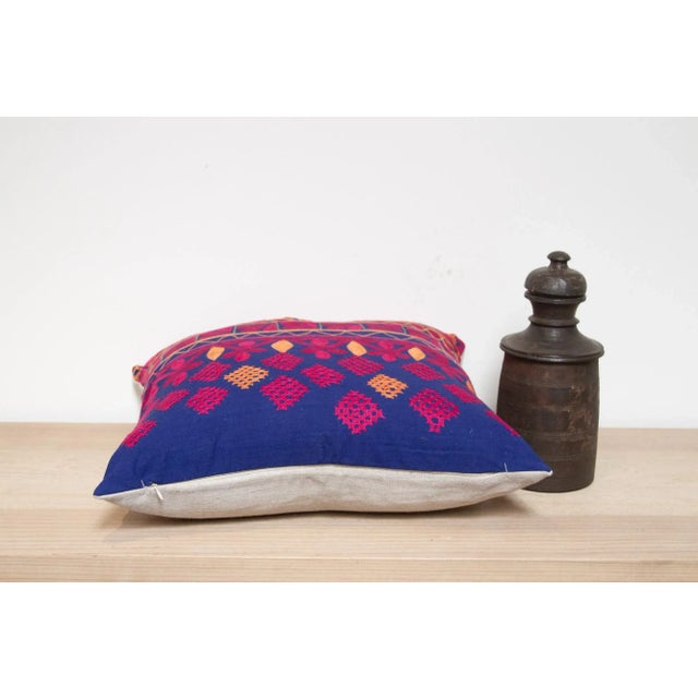 1960s Putri Embroidered Floral Pillow For Sale - Image 5 of 7