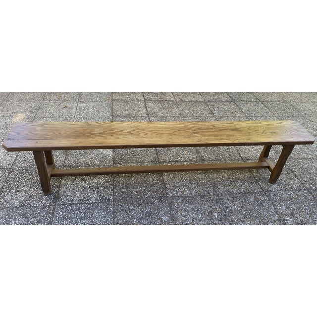 Rustic Oak Farmhouse Bench, 1950s For Sale - Image 18 of 18