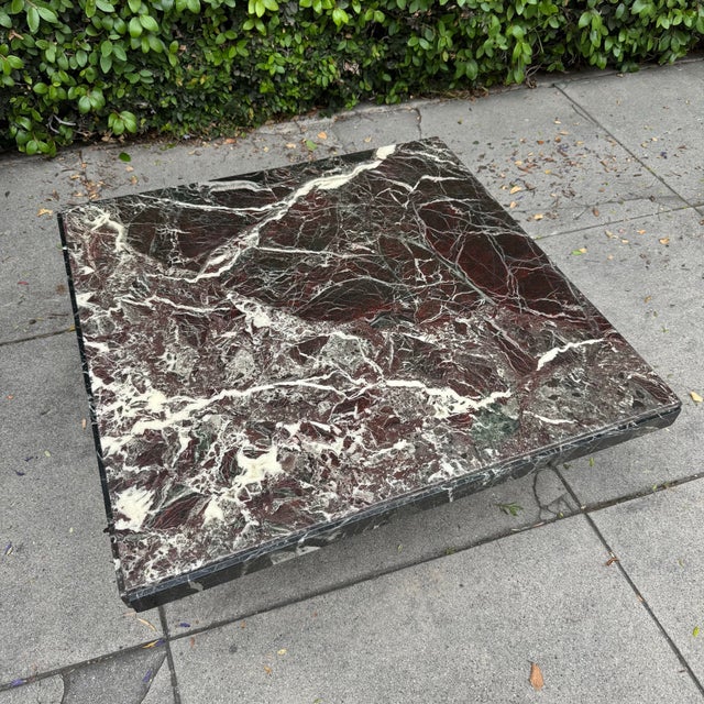 Postmodern 1980s Postmodern Rosso Levanto Marble Coffee Table For Sale - Image 3 of 9