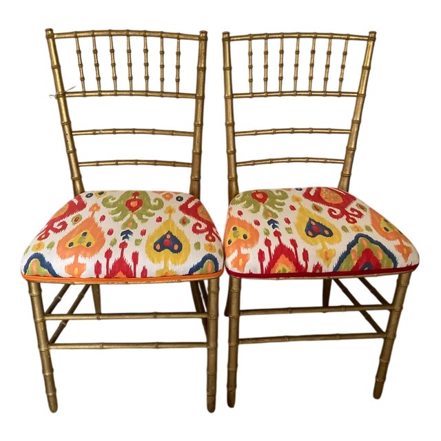 Antique Golden Wooden Chairs, 1890s, Set of 2 For Sale