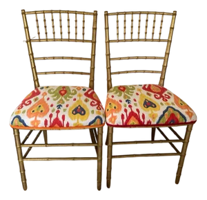 Antique Golden Wooden Chairs, 1890s, Set of 2