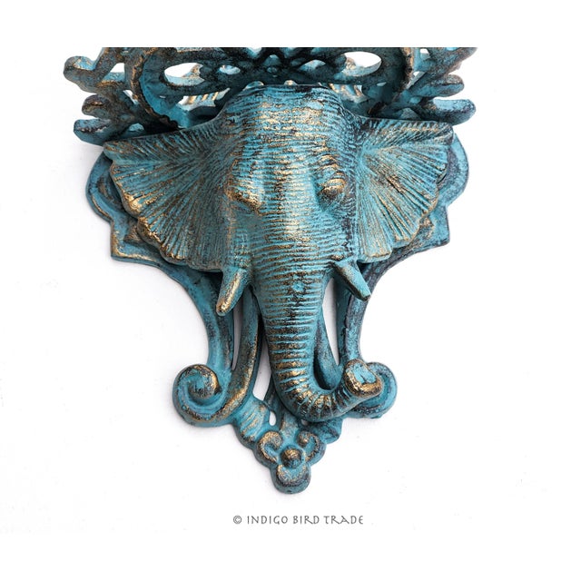 Mid 20th Century Pair of Cast Iron Elephant Victorian Style Brackets Accent Wall Shelves For Sale - Image 4 of 8