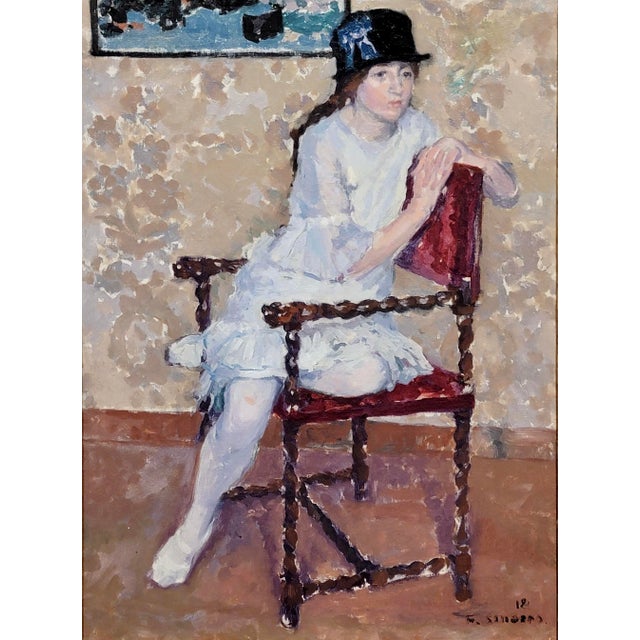 Impressionist Frans Smeers -Portrait of a Girl With a Black Hat - Oil Painting For Sale - Image 3 of 12