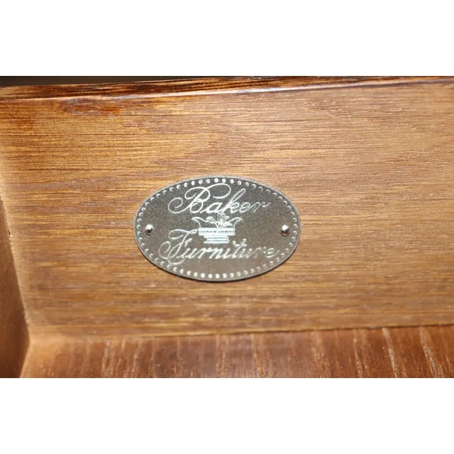 1990s 1990s Baker Furniture Mahogany Inlaid Sideboard – Neoclassical Demi-Lune Server With Leather Top & Brass Accents For Sale - Image 5 of 10