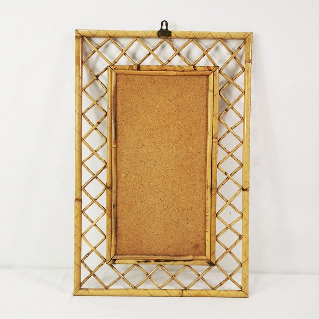 Mid-Century Bamboo and Rattan Wall Mirror, Italy, 1960s For Sale - Image 4 of 7