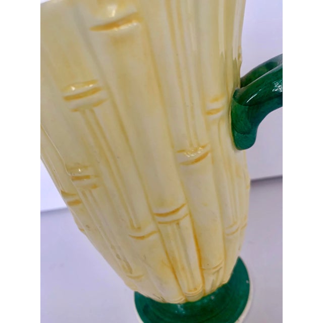 Ceramic Vintage Mid-Century Hand Painted Italian Faux Bamboo Vase/Cachepot For Sale - Image 7 of 13