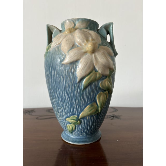 Blue Art Deco Blue Clematis Vase by Roseville, 1930s For Sale - Image 8 of 8