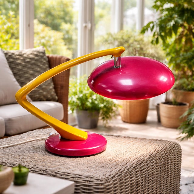 Red Vintage Sculptural Table Lamp from Fase, Spain, 1980s For Sale - Image 8 of 8