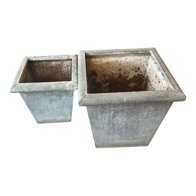 Vintage Zinc Planters -a Pair For Sale