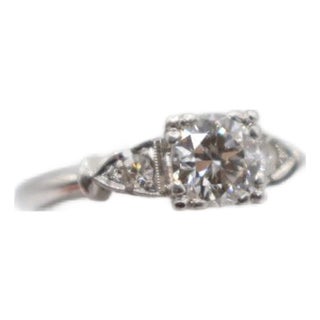 1930s Platinum Old Mine-Cut Diamond Ring, Size 5 For Sale