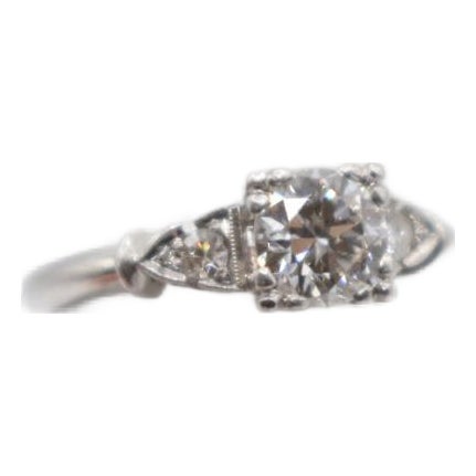 1930s Platinum Old Mine-Cut Diamond Ring, Size 5 For Sale