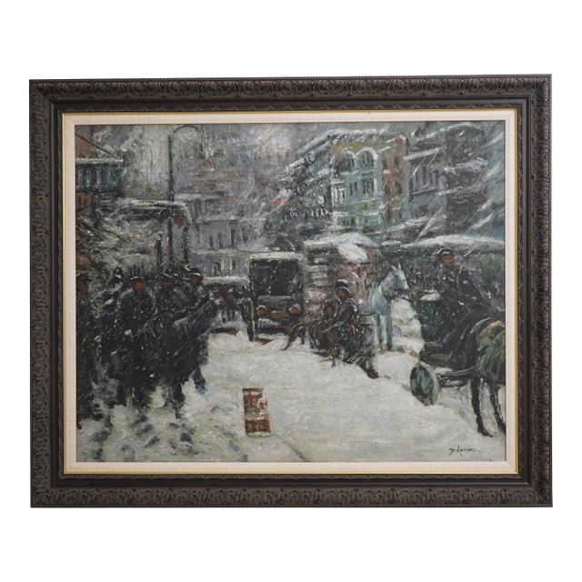 D. Masson Artist Signed Winter Oil Painting on Canvas For Sale