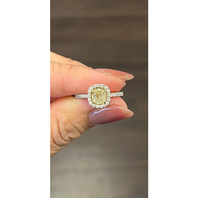 1.13 Ct Natural Yellow Diamond Ring Size 5.25 For Sale - Image 4 of 8