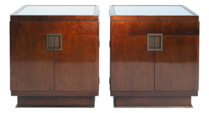 Walnut Veneered Nightstands with Drawer from Baker Furniture, 1950s, Set of 2