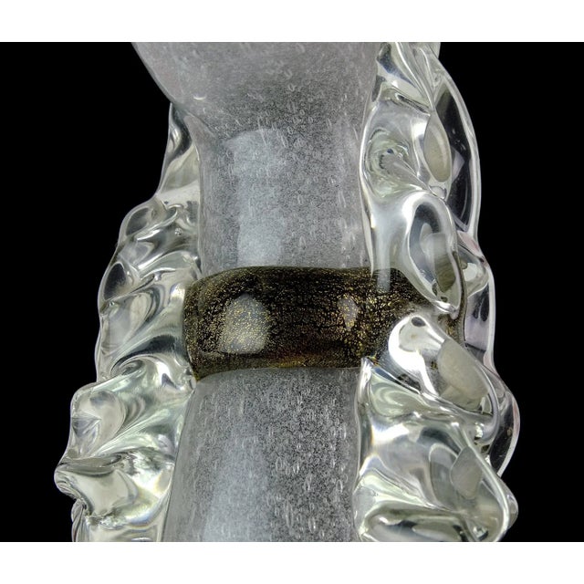 Mid 20th Century Vintage Murano Barbini Label Gray Black Gold Flecks Italian Art Glass Poodle Puppy Dog Figure Sculpture For Sale - Image 5 of 8