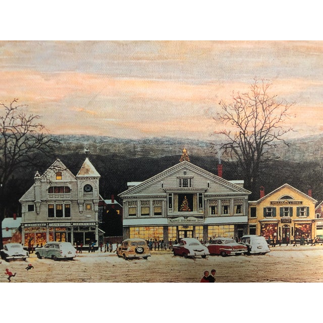 Impressionist Mid 20th Century City Life Oil on Canvas Print Signed on the Bottom by Norman Rockwell, Framed For Sale - Image 3 of 7