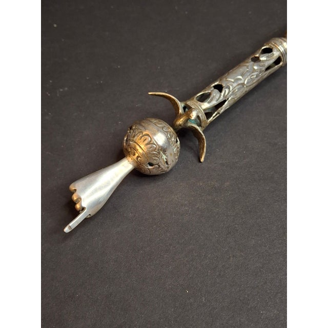 Religious Large Antique Vintage Russian 84 Silver Torah Pointer Yad 13.75" Composite 121g For Sale - Image 3 of 18
