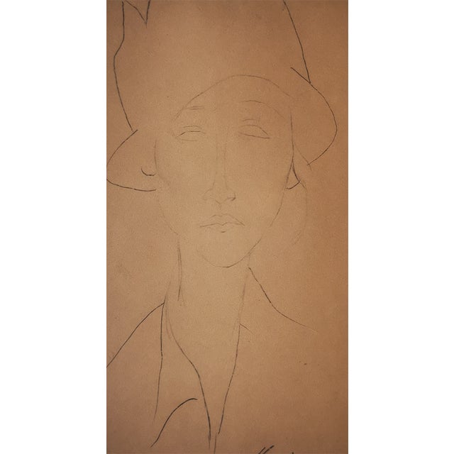 Amedeo Modigliani, Portrait of a Woman with a Hat, 1959, Original Lithograph For Sale