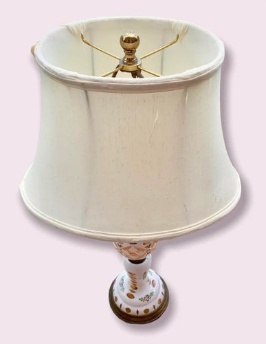 1920s Czechoslovakian Cut to Clear Cased Glass Table Lamp Table Lamps