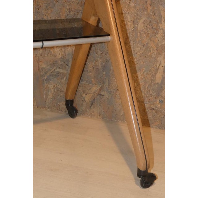 Bar Trolley in Beech and Glass by Officina Di Ricerca, 1960s For Sale - Image 10 of 15