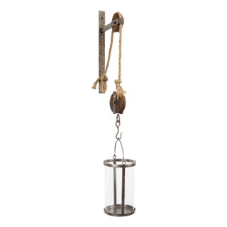 Industrial Pulley Mounted Canister Candleholder For Sale