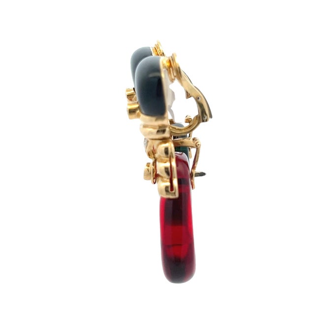 1980s Pair of Monumental 18k Gold Diamond Interchangeable Cut Crystal Drop Earrings, 52 Grams For Sale - Image 4 of 7