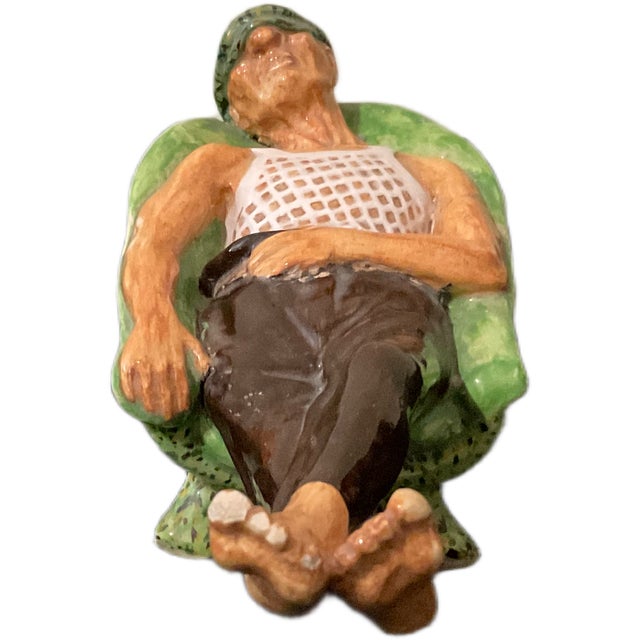 Vintage Polychrome Ceramic Sculpture of Sunbather, 1950s-1960s For Sale - Image 3 of 6
