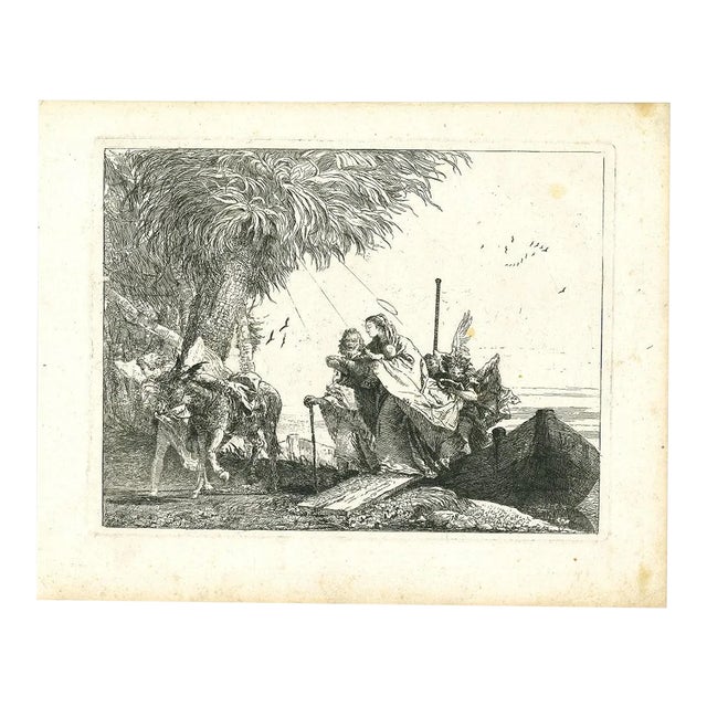 Giovanni Domenico Tiepolo - Mary Is Helped by an Angel - Etching by g.d. Tiepolo - 1753 For Sale