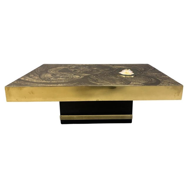 Etched Brass and Agate Coffee Table from Felix De Boussy, Belgium, 1980s For Sale - Image 15 of 15