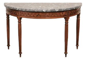 Early 19th C. French Marble Top Demi-Lune