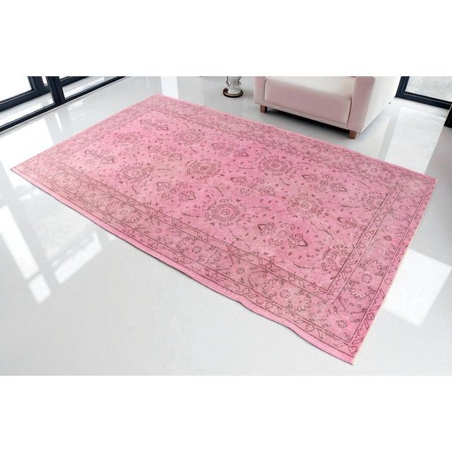 Pink Mid 20th Century Light Pink Home Decor Carpet For Sale - Image 8 of 10