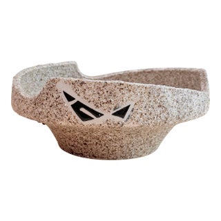 Vintage 1970s Studio Pottery Freeform Stoneware Bowl, | Organic Modern Brutalist Ceramic Centerpiece For Sale