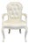 Modern Louis XV Style Cabriolet Armchair in Painted Wood and White Imitation Leather Upholstery For Sale