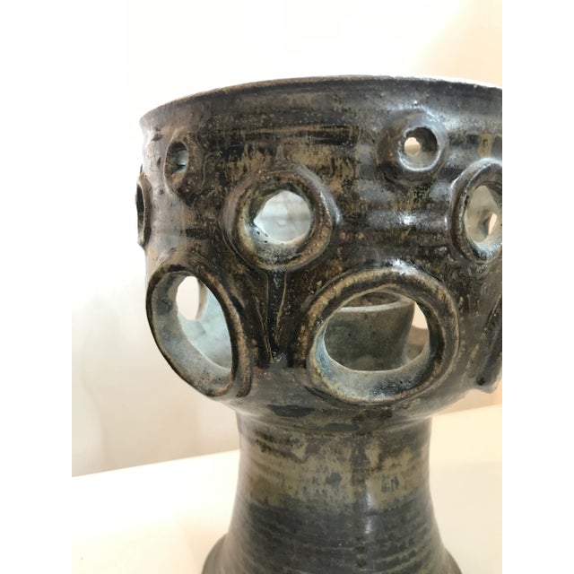 Rare Frances Senska candleholder with wax residue and a chip- rare potter whose students Voulknos went on to be the first...