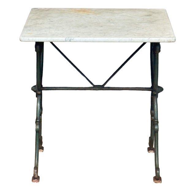 Early 20th Century French Bistro or Conservatory Table With Marble Top Over Cast Iron Base For Sale - Image 5 of 10