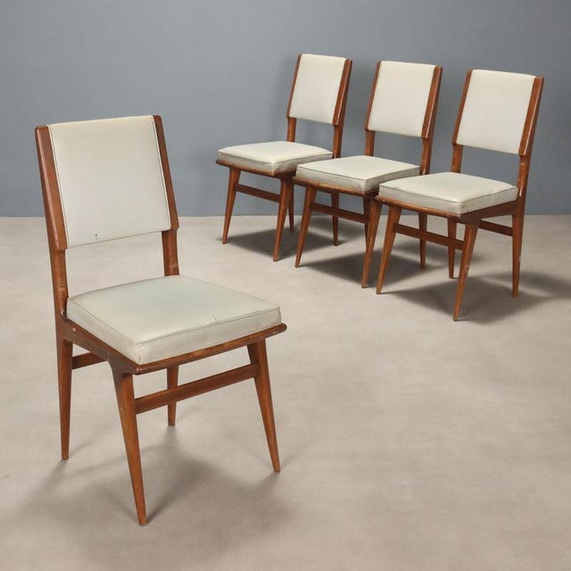 Brown Vintage Beech and Vinyl Chairs, 1950s For Sale - Image 8 of 8