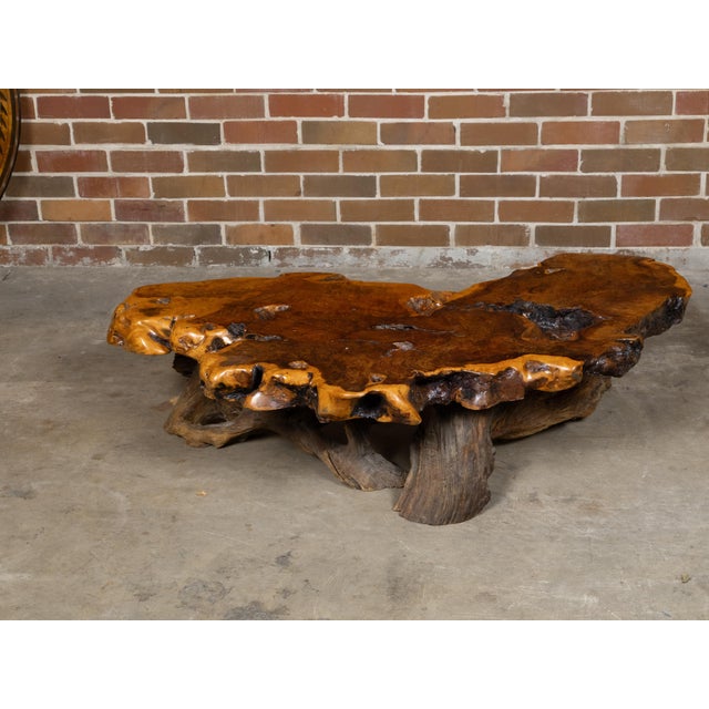 Brown Live Edge Redwood America Coffee Table with Rustic Character, Vintage For Sale - Image 8 of 12