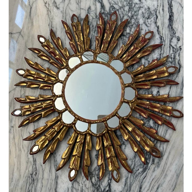 Italian Vintage Italian Giltwood Sunburst Mirror, 1950s For Sale - Image 3 of 7