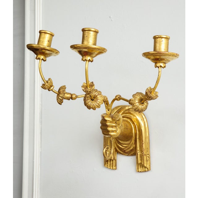 Traditional Bespoke Giltwood Hand-Carved Sconces - Pair For Sale - Image 3 of 8