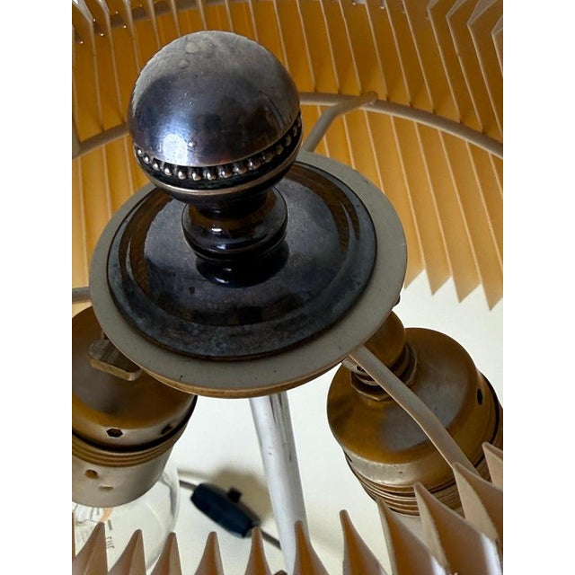 French Neoclassical Silvered Metal Column Table Lamp with Pleated Shade, 1970 For Sale - Image 11 of 15