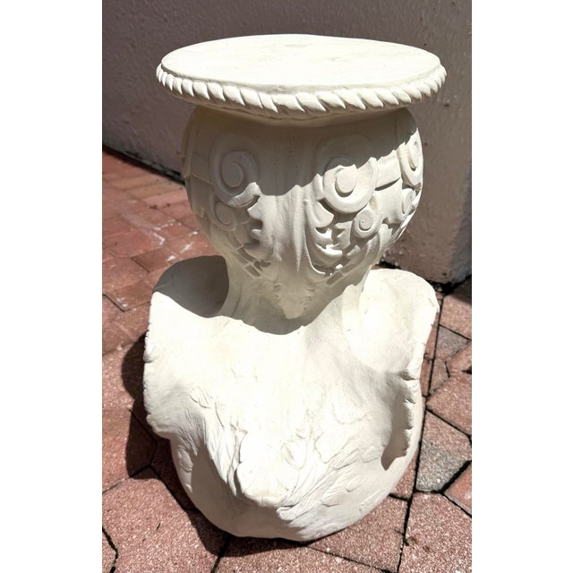 Hollywood Regency Plaster Swan Garden Stool or Drink Table For Sale - Image 3 of 9