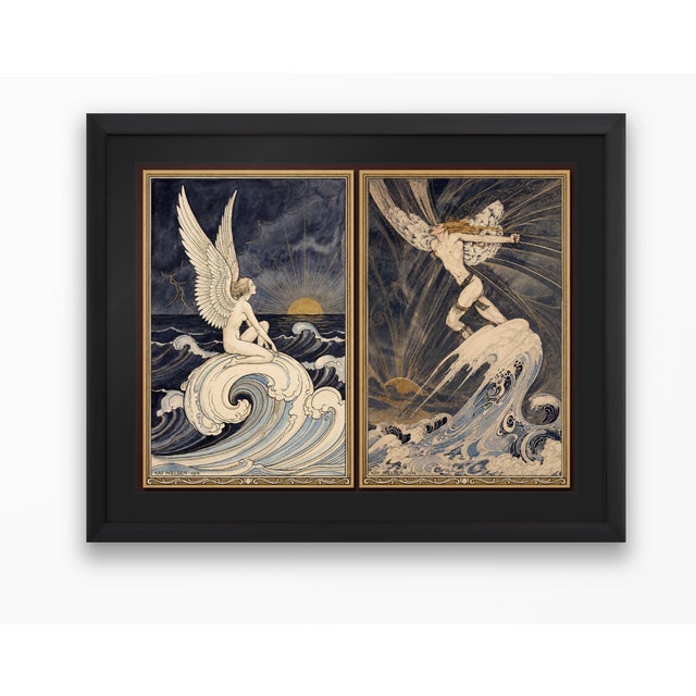 Atelier Aria Lumae Art Nouveau Symbolist Ethereal Figures Original Hybrid Fine Art Gallery Board Diptych Set For Sale - Image 11 of 14