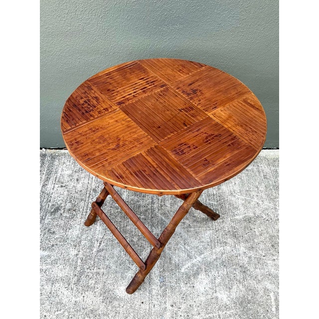 Vintage Split Bamboo Folding Table For Sale - Image 12 of 12