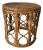 Vintage Boho Chic Tortoise Shell Finish Bamboo Cane Top Drum Side Table/ Sold For Sale
