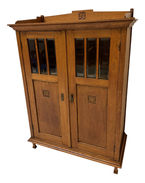 Antique Art Nouveau Bookcase with Beveled Glass, 1900s