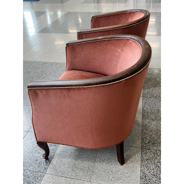 1930s Danish Deco Barrel Club Chairs - A Pair For Sale - Image 9 of 16